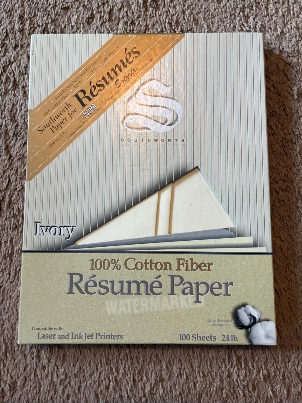 Ivory Resume Paper - 100% Cotton Fiber, 100 Sheets